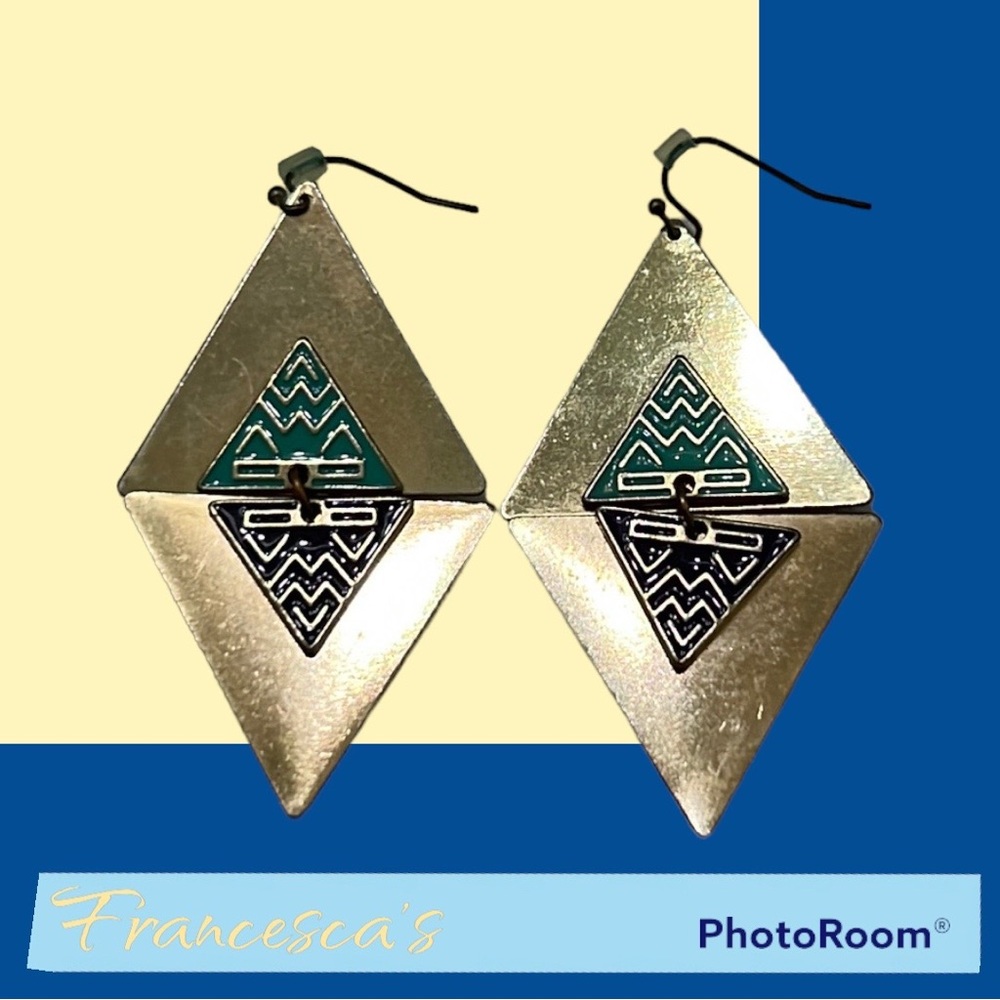 Francesca’s Collections Aztec Shades of Blue Dangle Earrings